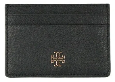 Pre-owned Tory Burch Women's  Emerson Slim Cardcase In Black