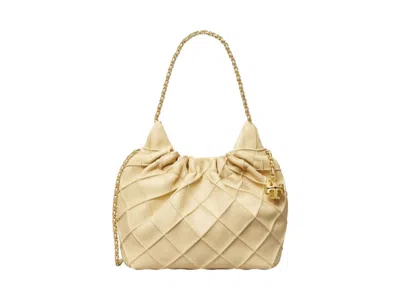 Pre-owned Tory Burch Women's  Fleming Mini Hobo Bag In Vanilla Soft Serve