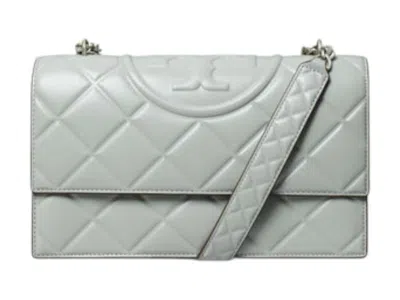 Pre-owned Tory Burch Women's  Fleming Small Convertible Shoulder Bag In Gray