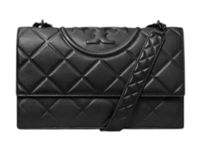 Pre-owned Tory Burch Women's  Fleming Soft Grain Convertible Shoulder Bag In Black