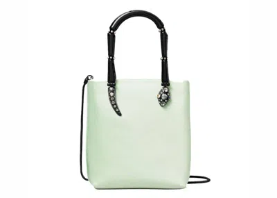 Pre-owned Tory Burch Women's  Key Item Satin Snake Handle Mini Tote Bag In Mint