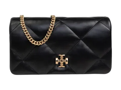 Pre-owned Tory Burch Women's  Kira Diamond Quilt Chain Wallet In Black