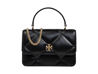 Pre-owned Tory Burch Women's  Kira Diamond Quilt Mini Top Handle Chain Wallet In Black