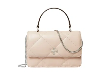 Pre-owned Tory Burch Women's  Kira Diamond Quilt Mini Top Handle Chain Wallet In Soft Pink