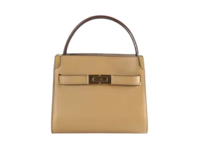 Pre-owned Tory Burch Women's  Lee Radziwill Petite Double Bag In Dark Sand