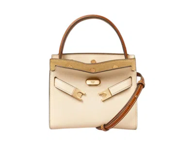 Pre-owned Tory Burch Women's  Lee Radziwill Petite Double Bag In New Cream