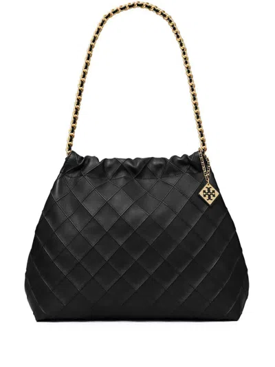 Pre-owned Tory Burch Women's  Logo Hobo Bag In Black
