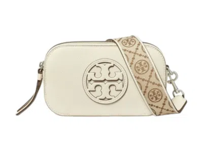 Pre-owned Tory Burch Women's  Miller Mini Crossbody Bag In New Ivory In White