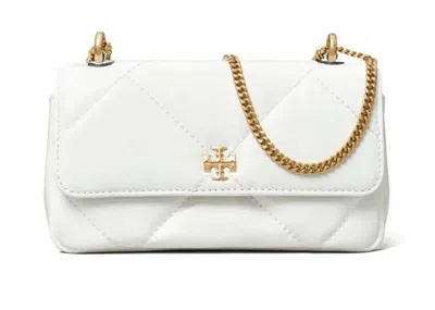 Pre-owned Tory Burch Women's  Mini Kira Diamond Quilt Flap Bag In Blanc In White