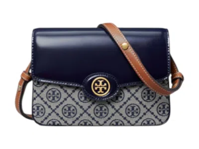 Pre-owned Tory Burch Women's  Robinson Medium Shoulder Bag In Navy Blue