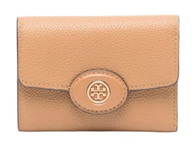 Pre-owned Tory Burch Women's  Robinson Pebbled Small Wallet In Tiramisu