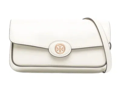 Pre-owned Tory Burch Women's  Robinson Spazzolato E/w Shoulder Bag In Shea Butter