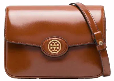 Pre-owned Tory Burch Women's  Robinson Spazzolato Shoulder Bag In Dark Sienna