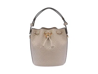 Pre-owned Tory Burch Women's  T Monogram Leather Mini Bucket Bag In Whiskey