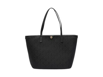 Pre-owned Tory Burch Women's  T Monogram Zip Tote In Black