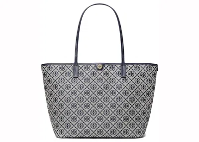 Pre-owned Tory Burch Women's  T Monogram Zip Tote In Navy Blue