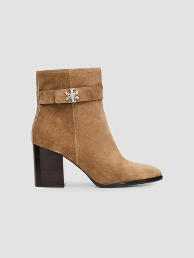 Tory Burch Women's Turnlock 70mm Suede Ankle Boots In Brown