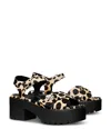Tory Burch Women's Turnlock Calf Hair Lug Heel Platform Sandals In Brown