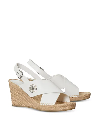 Tory Burch Women's Turnlock Espadrille Wedge Sandals In White