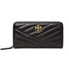 Tory Burch Women's Wallet  - Kira Chevron Zip Continental Wallet - Black