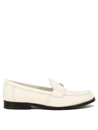 Tory Burch Women's White Leather Loafers For Ss24