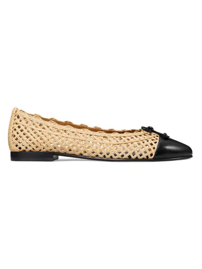 Tory Burch Women's Woven Leather-blend Ballet Flats In Brown