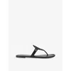 Tory Burch Leather Sandals With Logo On The Front In Black