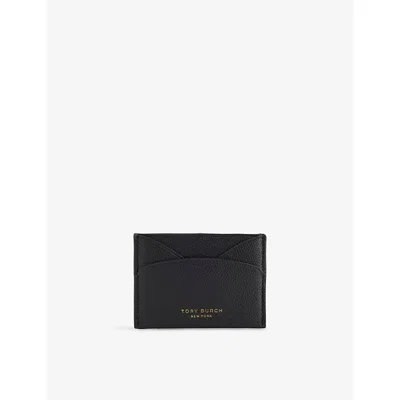 TORY BURCH WOMENS BLACK ROMY FLAT FOIL-PRINT LEATHER CARD HOLDER