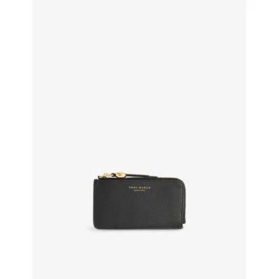 Tory Burch Womens Black Zip Leather Card Case