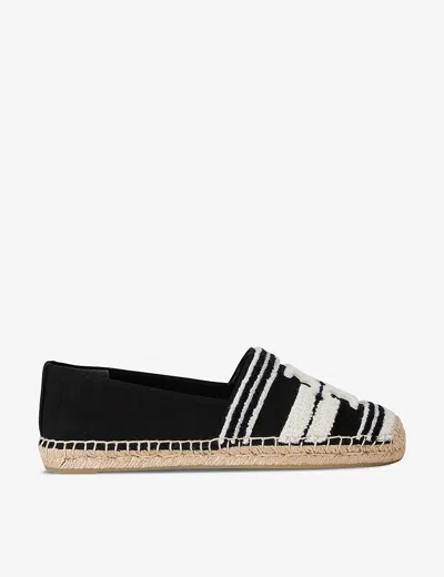 TORY BURCH TORY BURCH WOMEN'S BLACK/COMB DOUBLE T BRAND-MOTIF ESPADRILLES