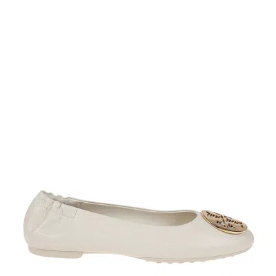 Tory Burch Womens Claire Leather Ballet In White