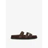 Tory Burch Chocolate Suede Ines Slippers In Burgundy