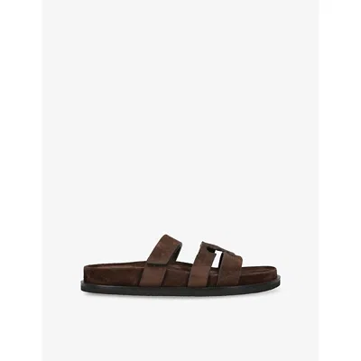 TORY BURCH WOMENS INES SPORT SLIDE SUEDE SANDALS DARK BROWN EUR 40 / 7 UK