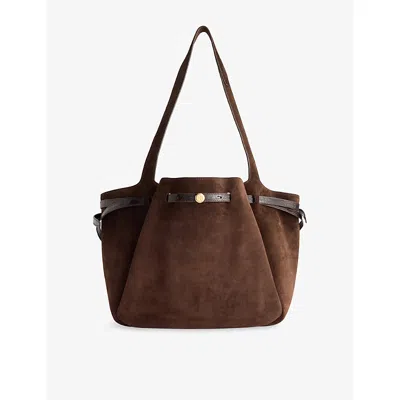 Tory Burch Womens Dark Cocoa Romy Suede Tote Bag