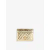 Tory Burch Womens Kira Brand-design-plaque Leather Card Holder Gold In Gold