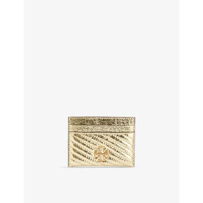 Tory Burch Womens Kira Brand-design-plaque Leather Card Holder Gold