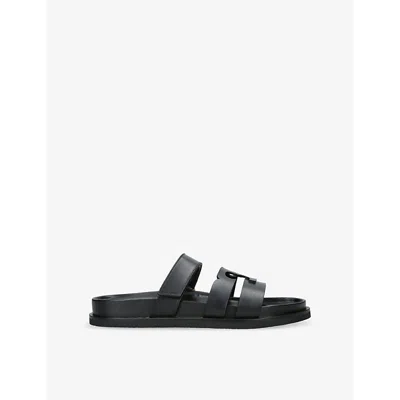 TORY BURCH WOMENS BLACK INES SPORT SLIDE LEATHER SANDALS EUR 37 / 4 UK