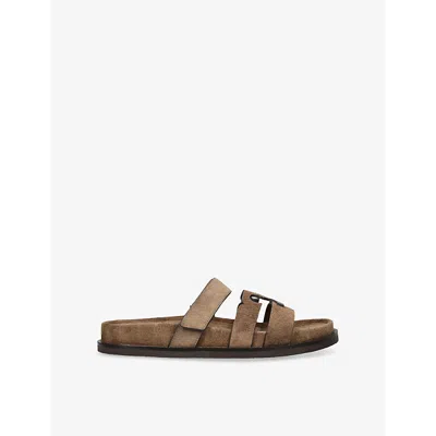 Tory Burch Suede Ines Sport Slides In Tan