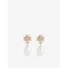 Tory Burch Womens Tory Gold / Pearl Kira Pavé 18ct Yellow Gold-plated Brass, Pearl And Crystal Drop Earrings