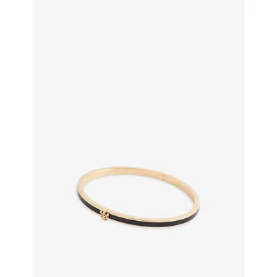 Tory Burch Womens Tory Gold / Black Thin Kira 18ct Yellow Gold-plated Brass And Enamel Bracelet