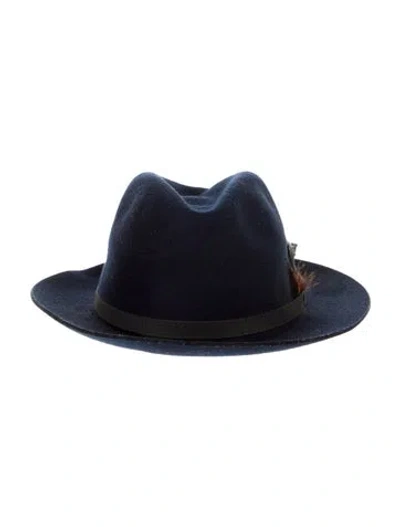 Pre-owned Tory Burch Womens' Wool Fedora Hat In Blue