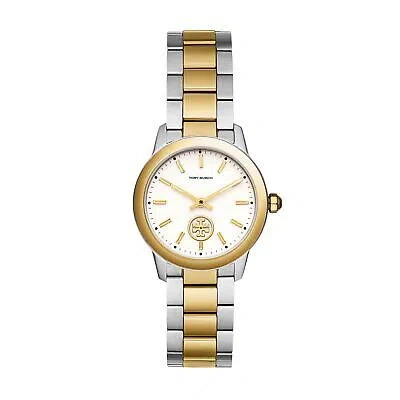 Pre-owned Tory Burch Womens Wristwatch  The Collins Tbw1306 Stainless Steel Golden