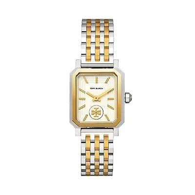 Pre-owned Tory Burch Womens Wristwatch  The Robinson Tbw1501 Stainless Steel Golden White