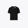 Tory Burch Wool And Sequin Short-sleeved Sweater In Black