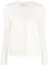 Tory Burch White Wool And Silk Blend Cardigan In White