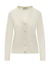 Tory Burch Wool And Silk Cardigan In White