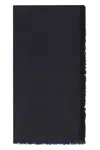 Tory Burch Logo-pattern Frayed-edge Scarf In Black