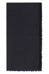 Tory Burch Logo-pattern Frayed-edge Scarf In Black