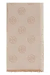 Tory Burch Traveller Logo-print Scarf In Neutral