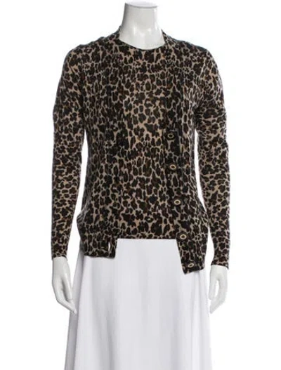 Pre-owned Tory Burch Wool Animal Print Sweater In Brown